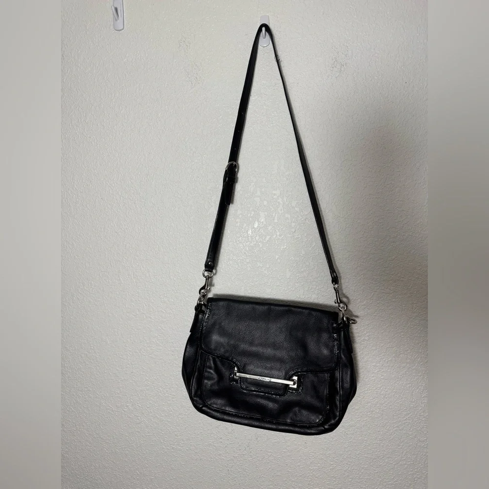 Coach Taylor Black Leather Shoulder Bag with Silver Accents